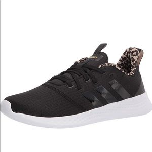 ADIDAS WOMENS BLACK & WHITE SNEAKERS WITH LEOPARD ANIMAL PRINT